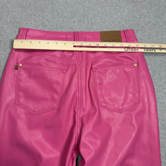 Judy Blue Faux Leather Pants Womens 7/28 (29x30) Pink Straight Leg Highrise - Picture 7 of 10